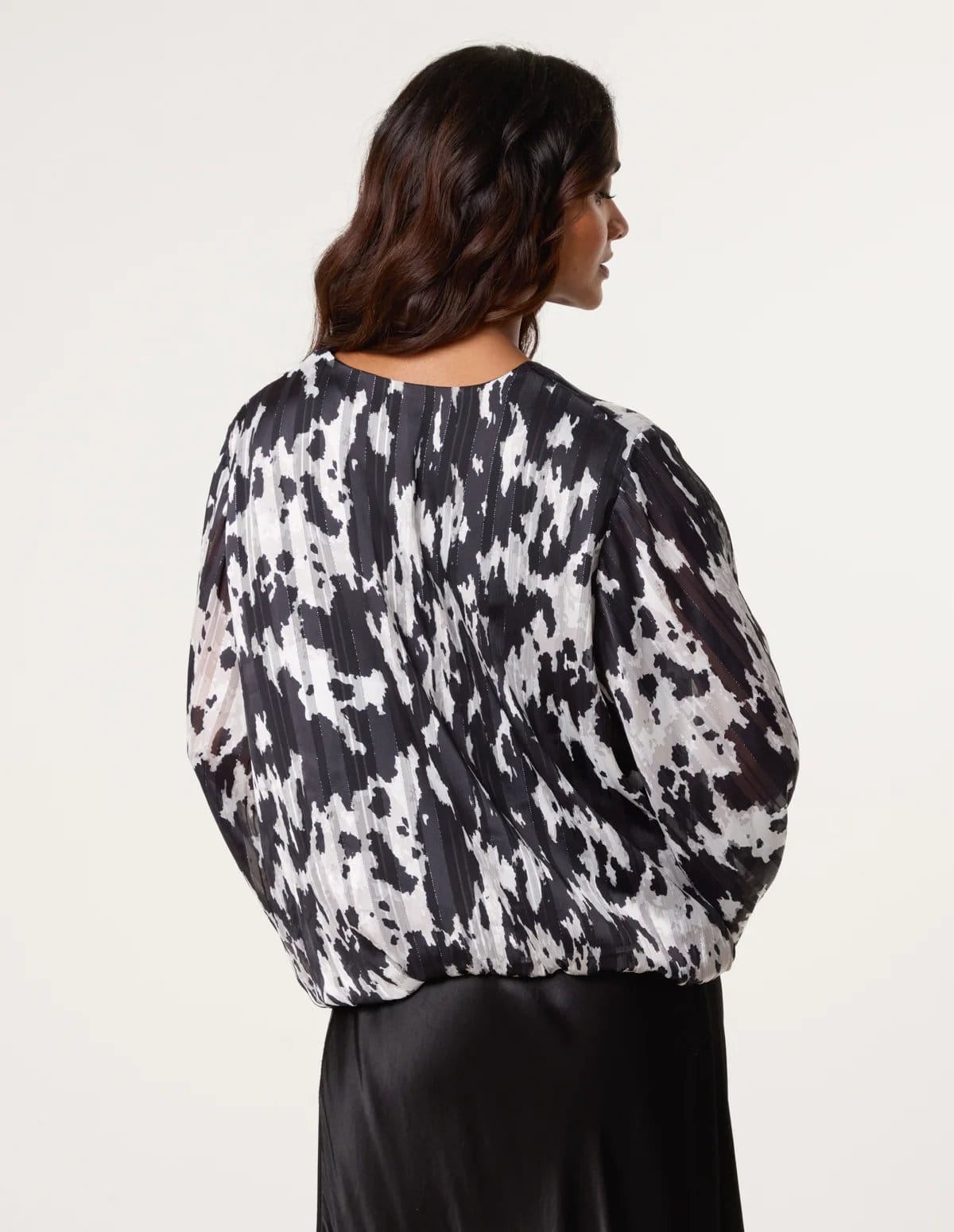 Blue Vanilla Metallic V Neck Bubble Hem Blouse - 4