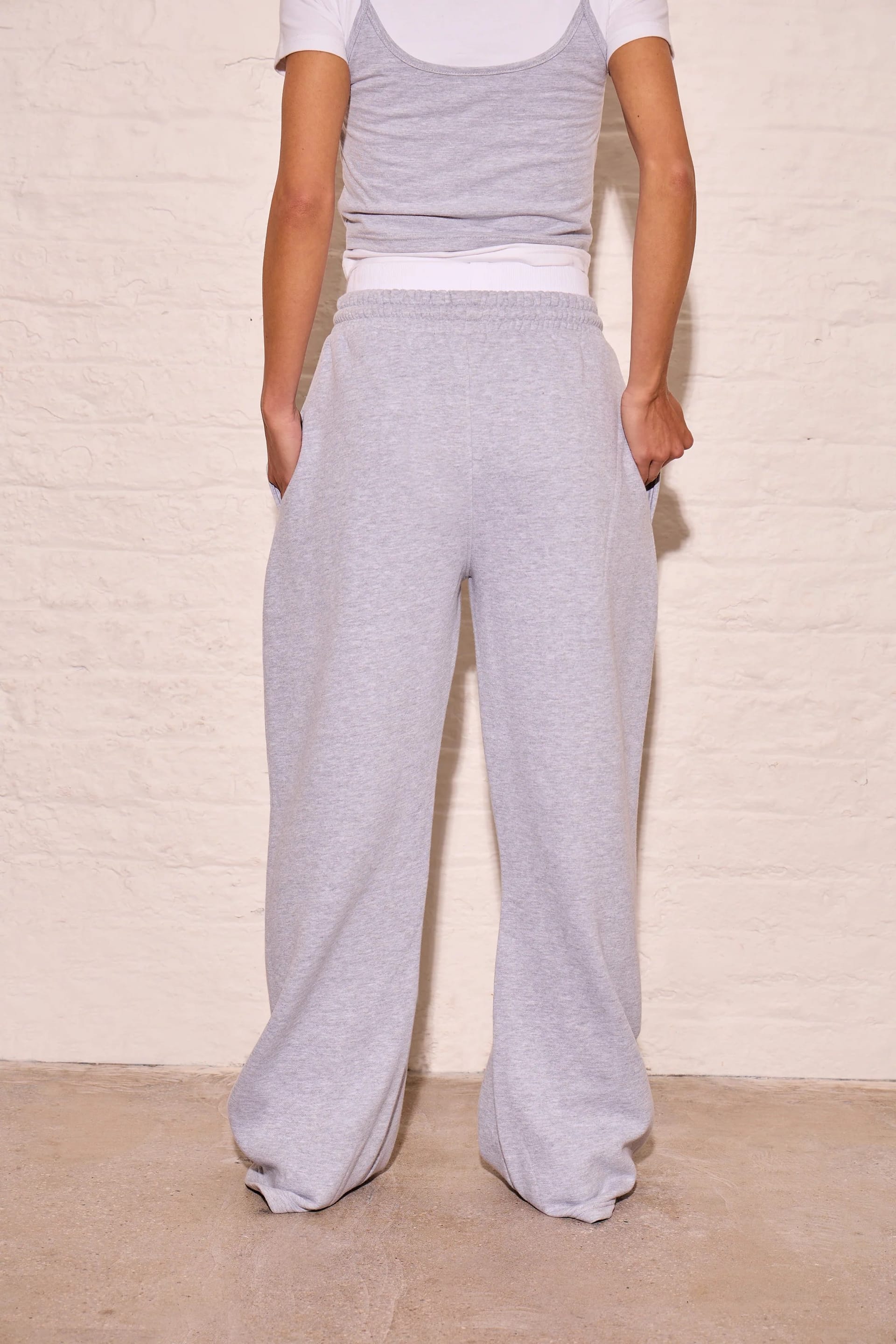 Kaiia Kaiia Double Waistband High Waisted Joggers Mid Grey Marl - 4