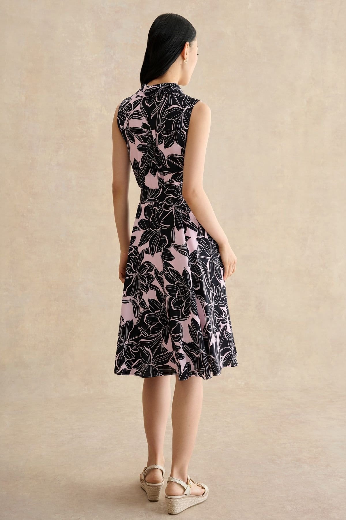 Hobbs London Hobbs London Women's Bea Floral Midi Shirt Dress in Baby Pink - 4