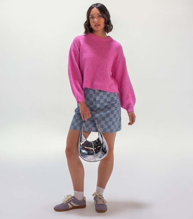 Sunshine Soul Women's Light Blue Check Chambray Mini Skirt Sunshine Soul New Look - 2