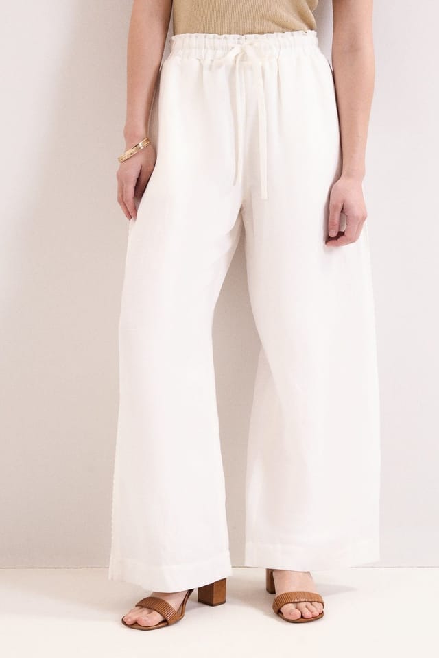 Phase Eight Phase Eight Women's Rowan Wide Leg Linen Trousers in Natural White - 3