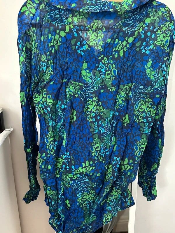 Never Fully Dressed Blue Floral Sheer Loose Shirt