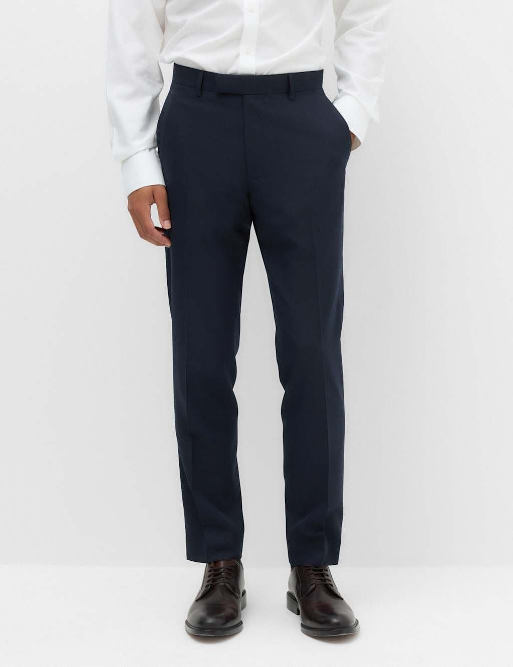Marks & Spencer M&S Tailored Fit Textured Suit Trousers Navy