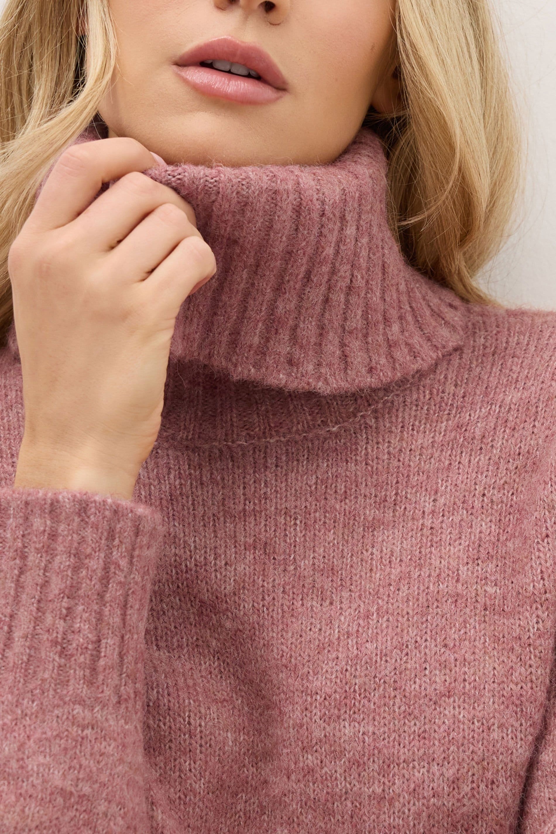 Long Tall Sally Long Tall Sally Women's Tall Premium Roll Neck Jumper in Pink - 4