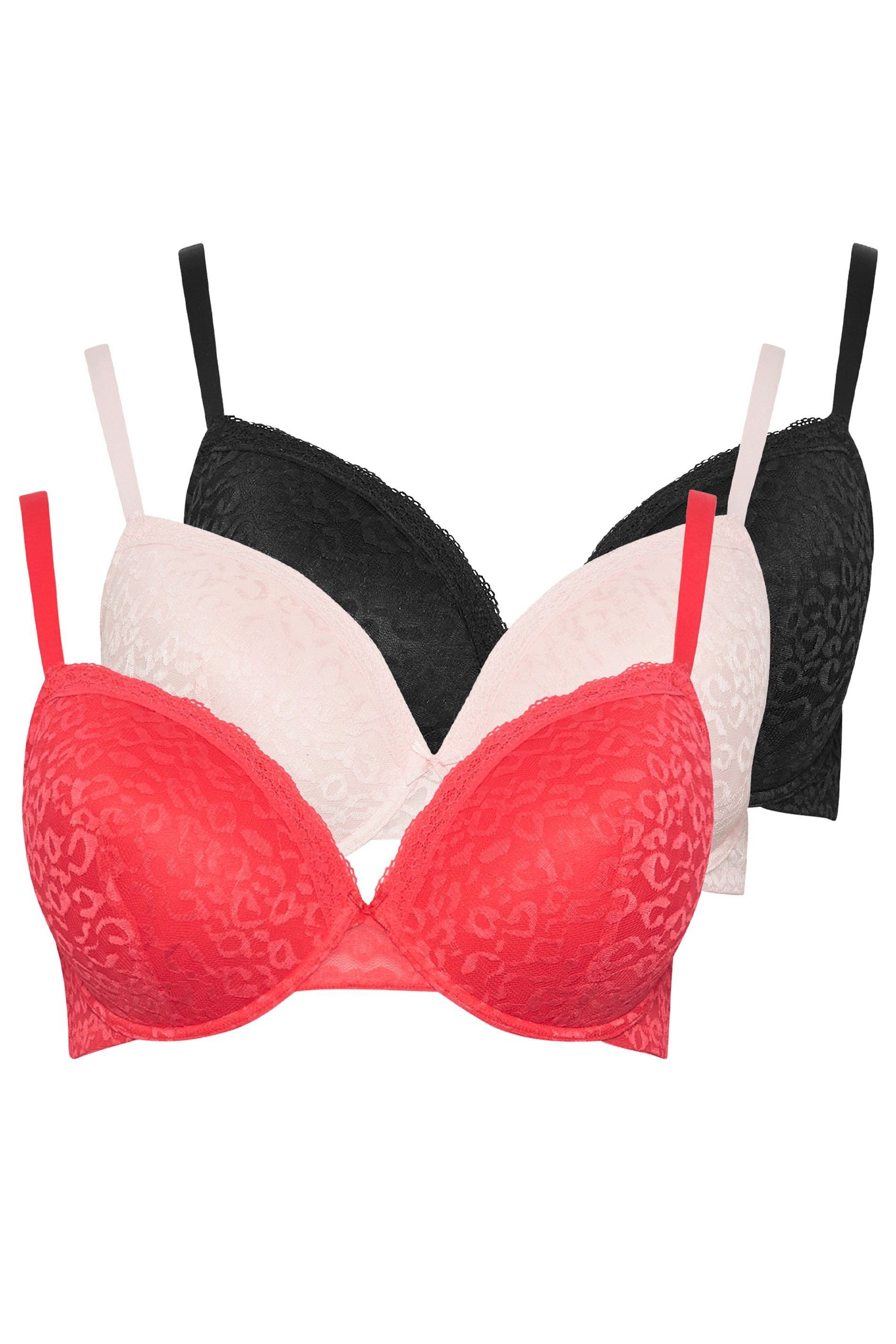 Yours Yours Women's 3 Pack Leopard Padded Bras in Black - 2