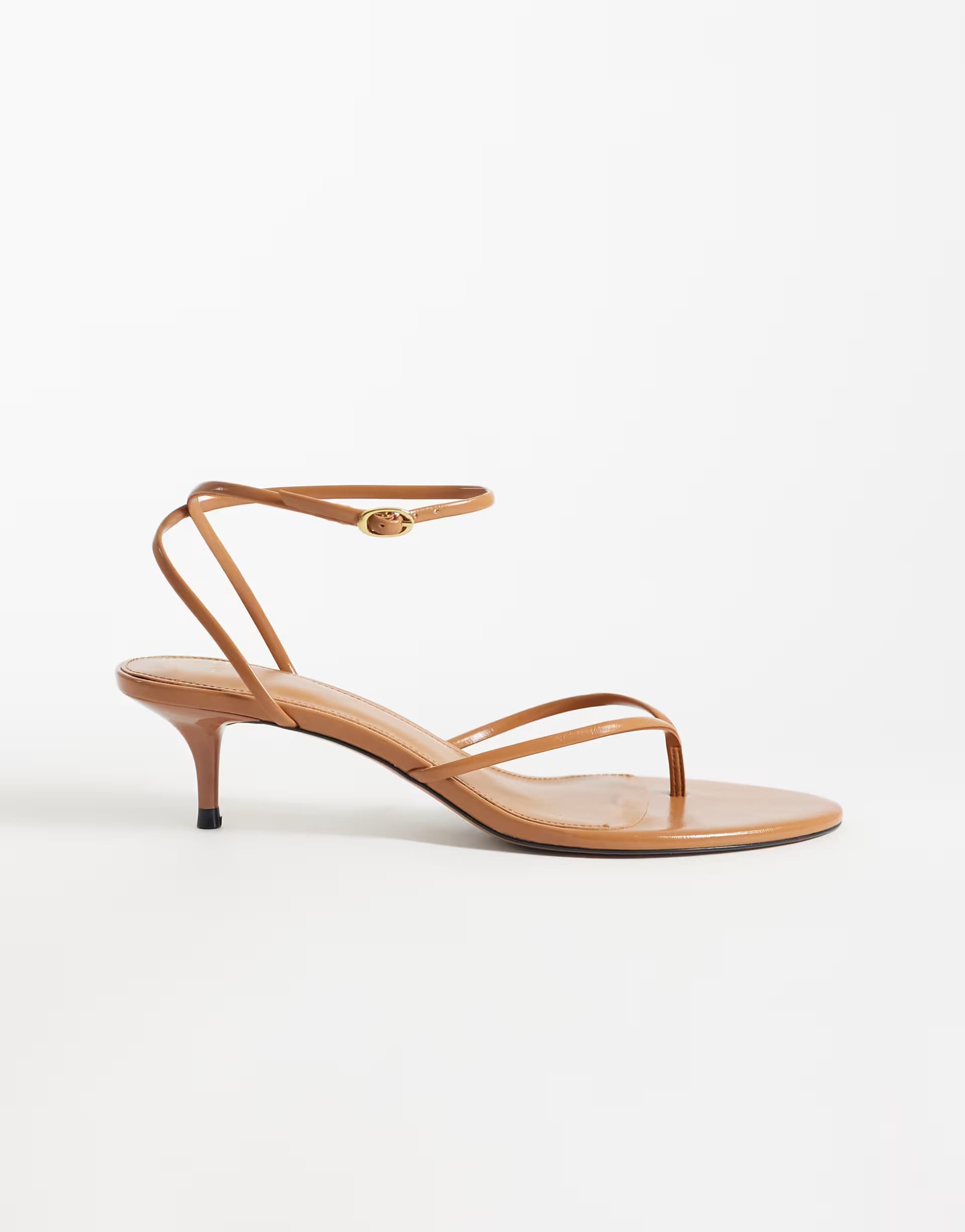 ASOS Mango strappy kitten heeled flip flop in tan