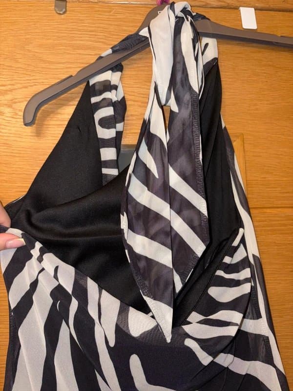 New Look New Look Zebra Print Mesh Halter Midi Dress