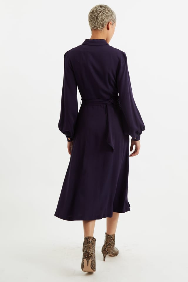 Louche Louche Women's Rebecka Twill Long Sleeve Midi Dress in Blue - 2