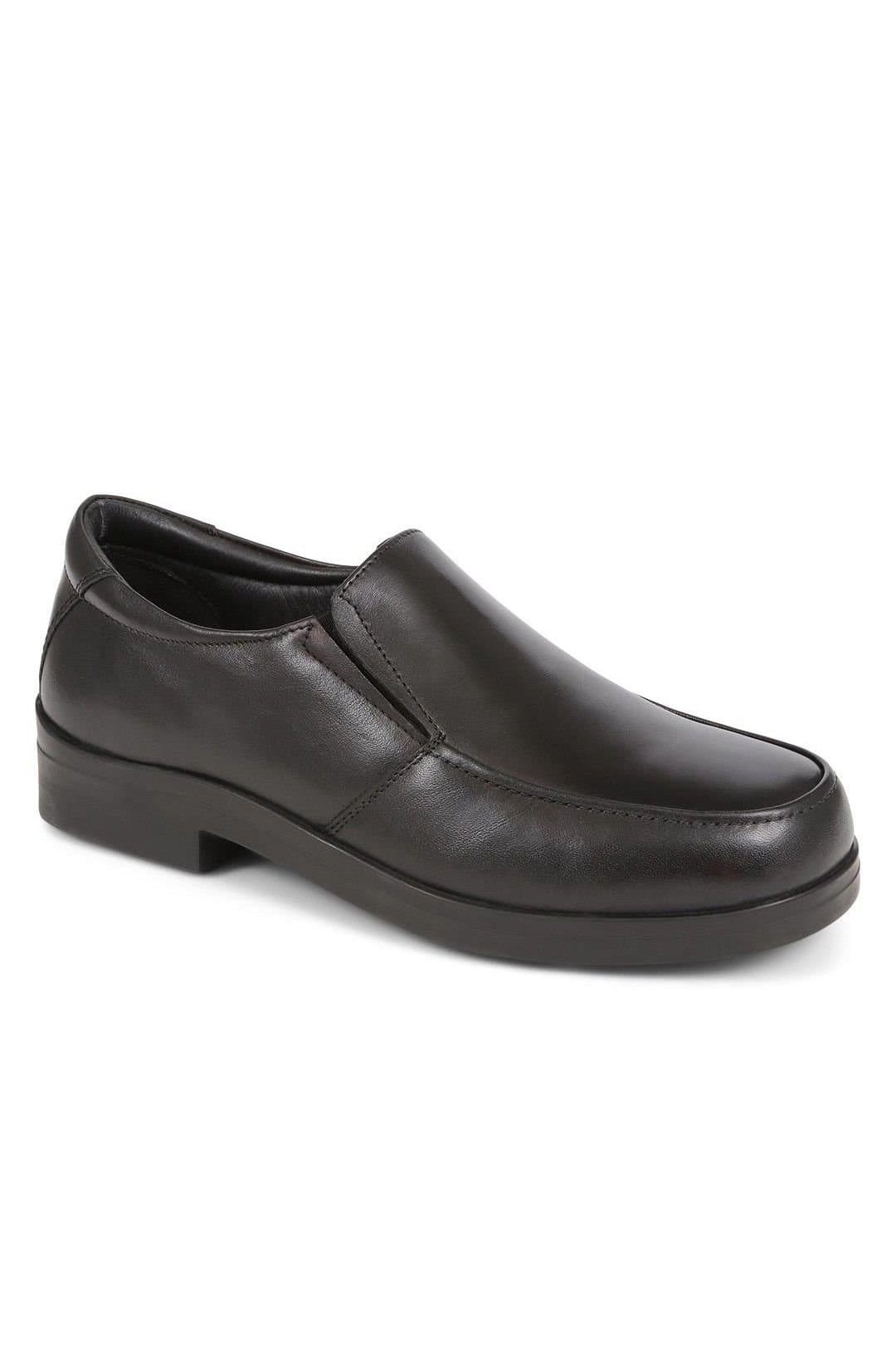 Easyfit Easyfit Men's Extra Wide Fit Smart Leather Slip-Ons in Black