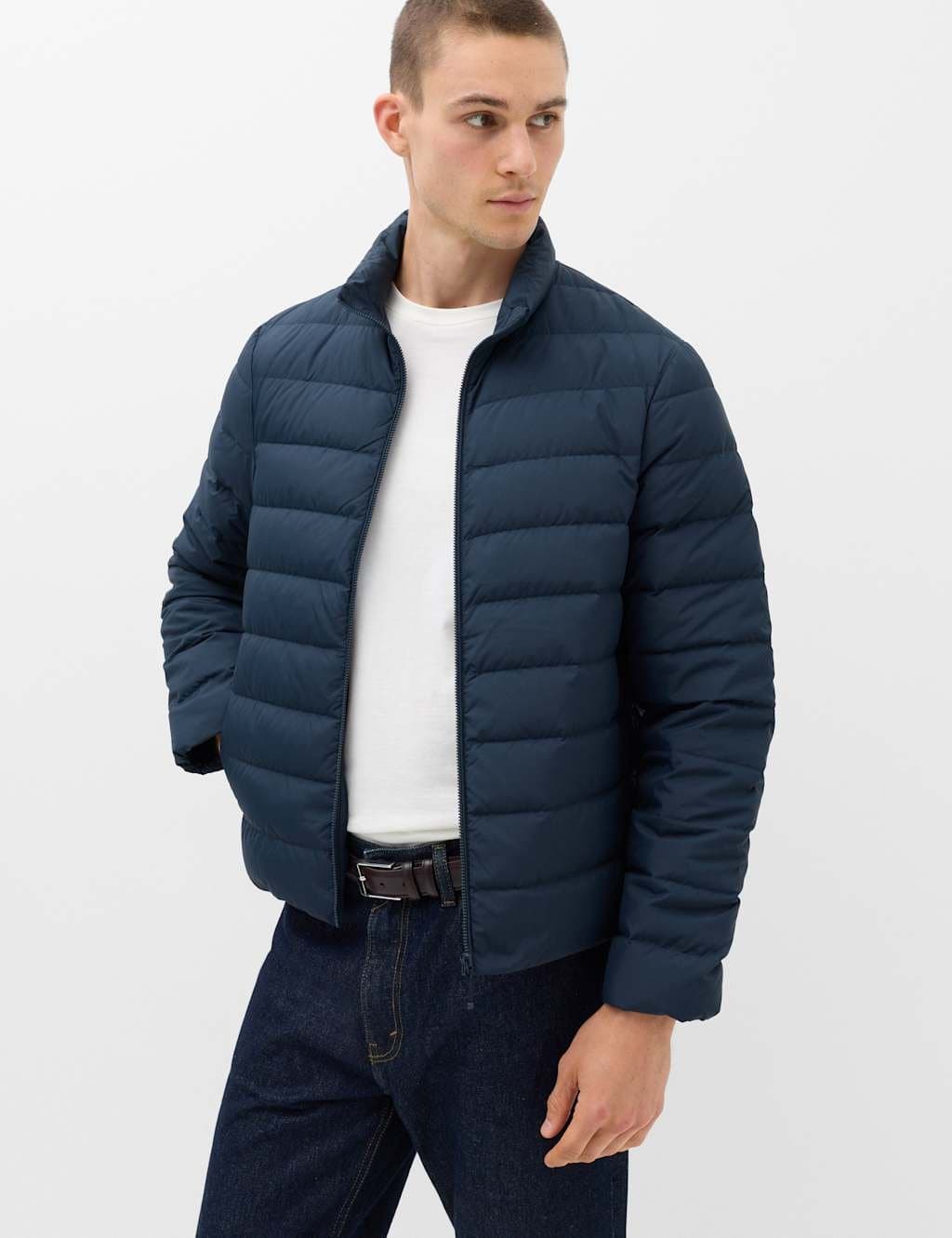 Marks & Spencer M&S Feather and Down Packaway Puffer Jacket Navy