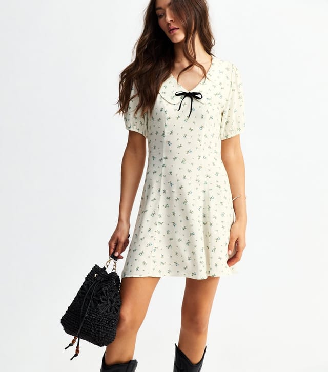 New Look Women's Cream Floral Print Mini Dress New Look - 3