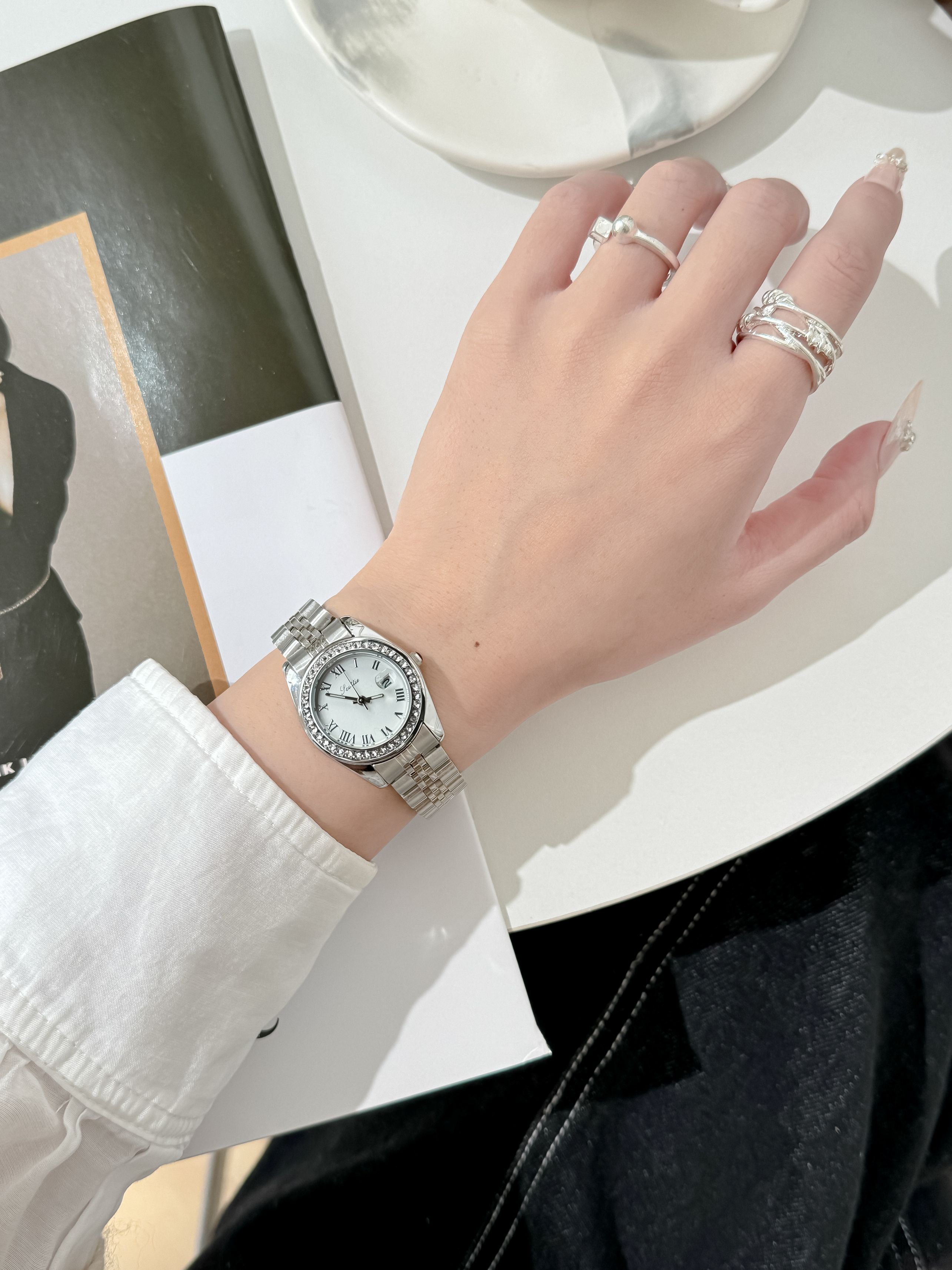Emma Loves Diamonds Emma Loves Diamonds Women's Eterna Roma Watches Silver Pavé Silver Bracelet in Metallic Silver - 3