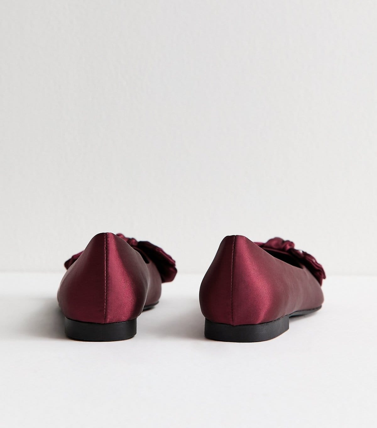 New Look Women's Burgundy Satin Diamante Embellished Bow Pumps Vegan New Look - 4
