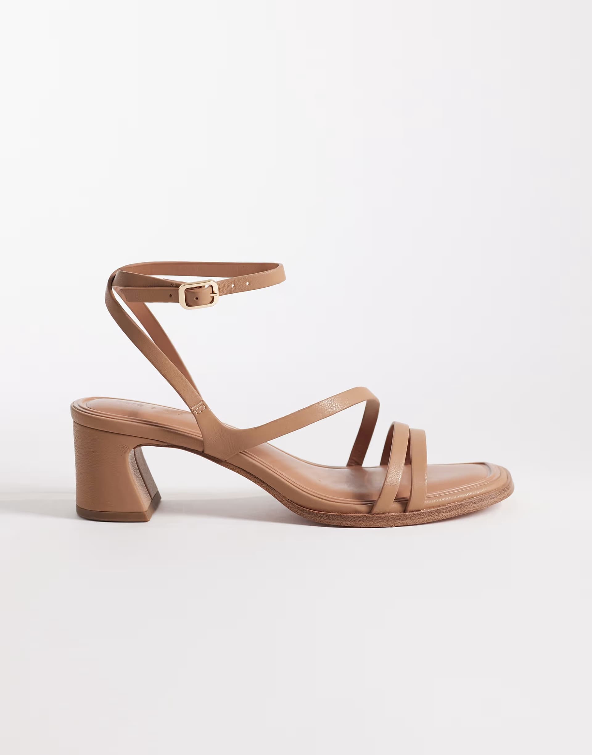 ASOS ASOS Beige Leather Block Heeled Sandals