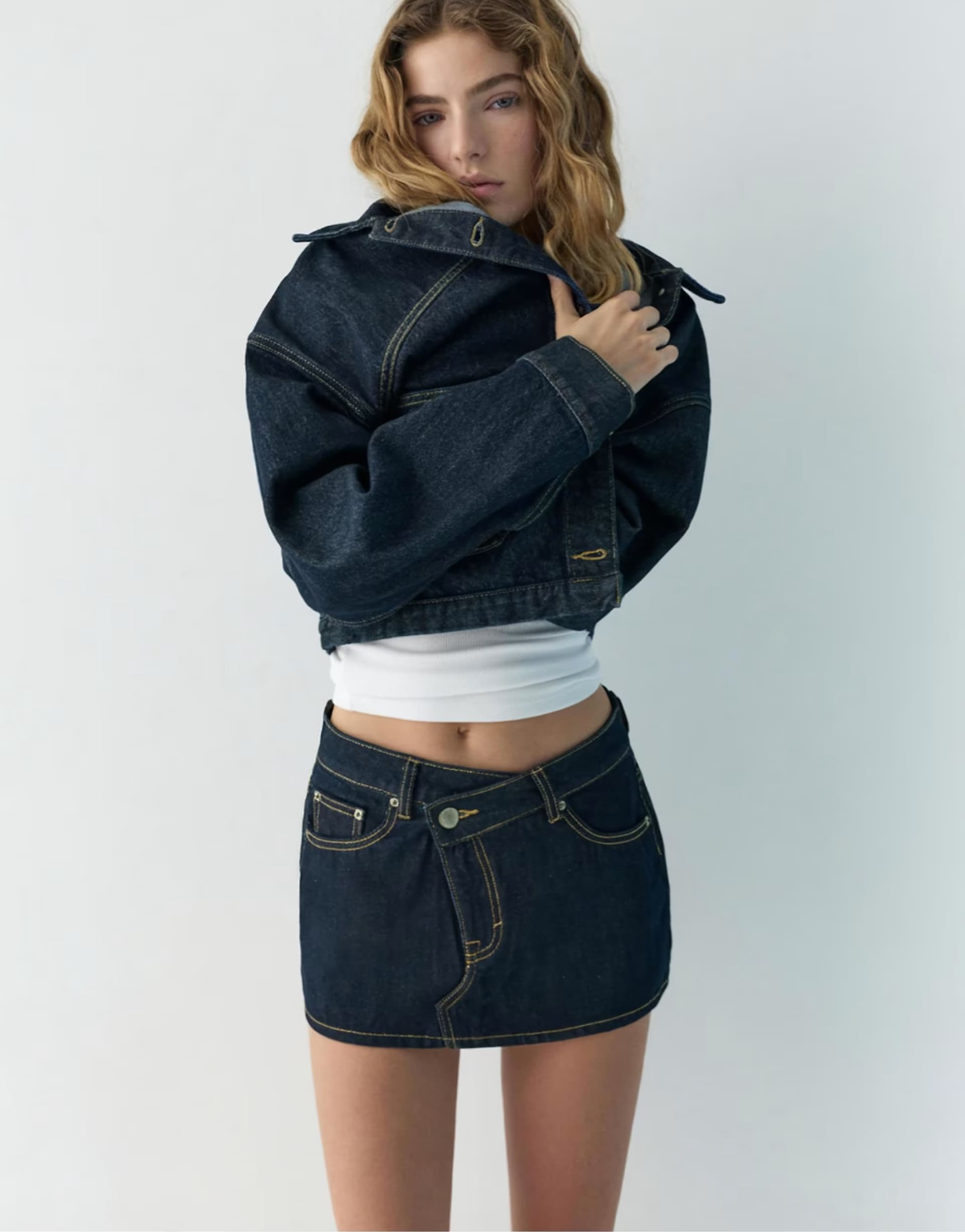 ASOS Pull&Bear Denim crossover skort in navy