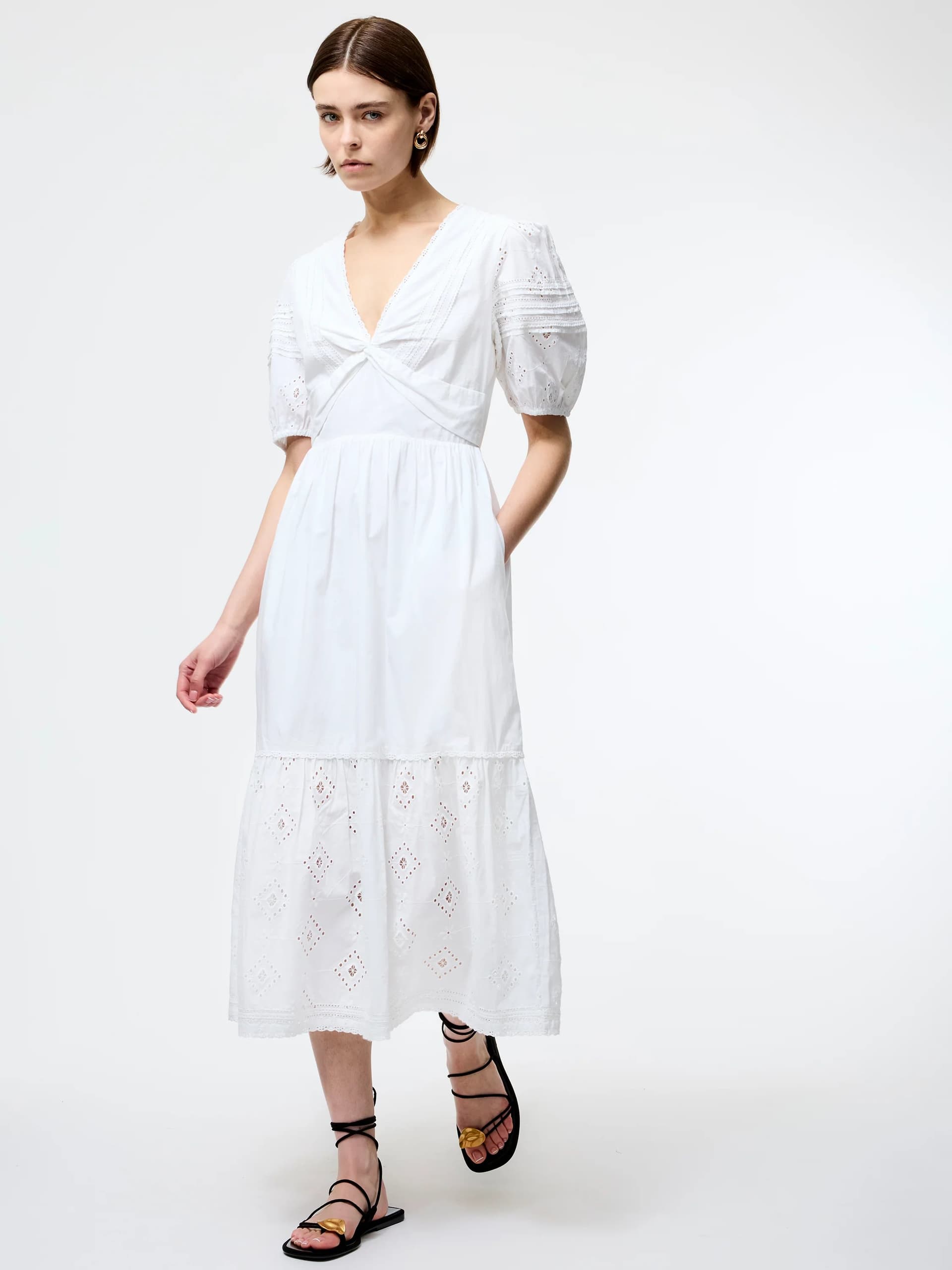French Connection French Connection Cream Linen Midi Dress
