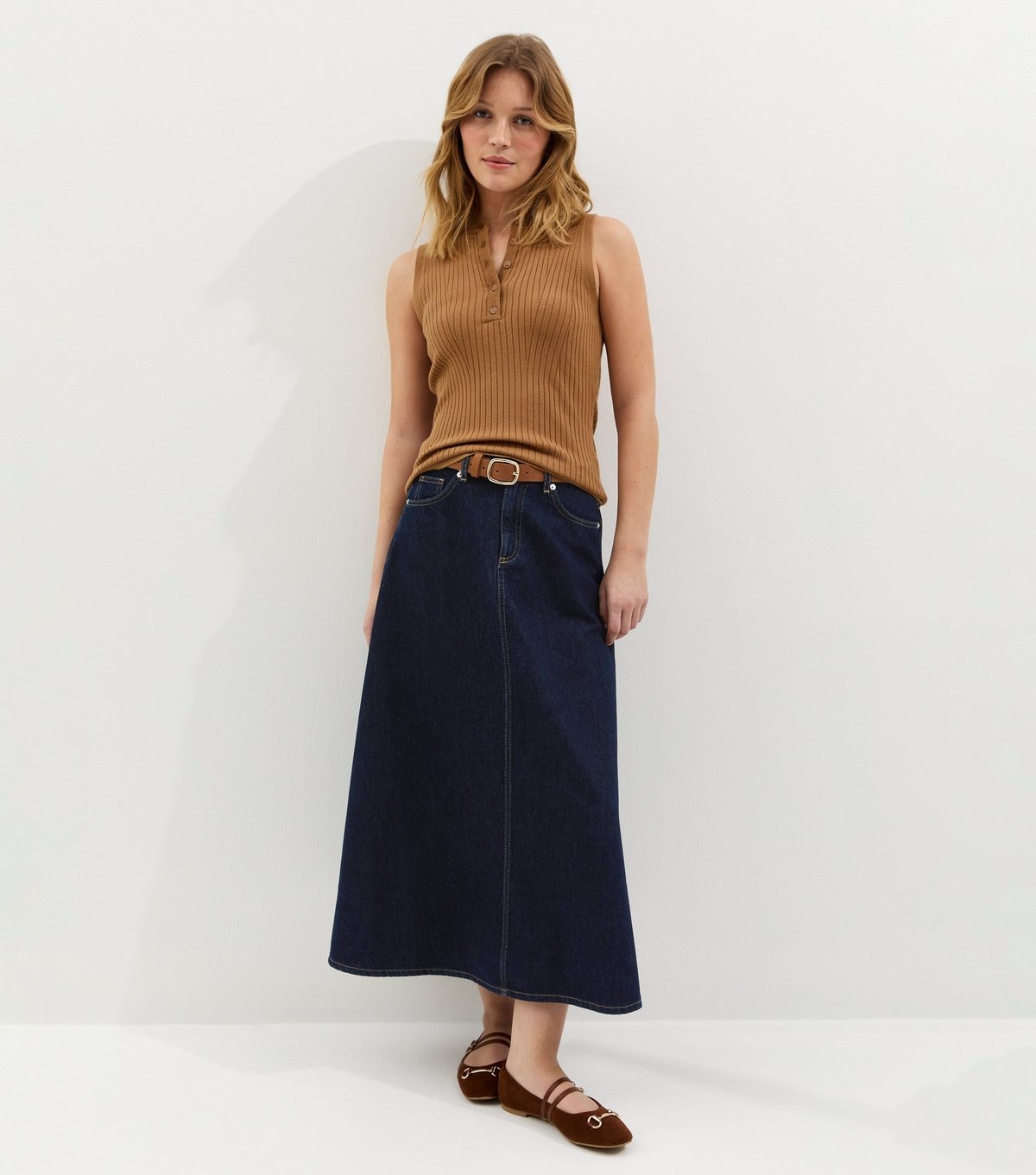 New Look Women's Tan Knitted Sleeveless Henley Top New Look - 3