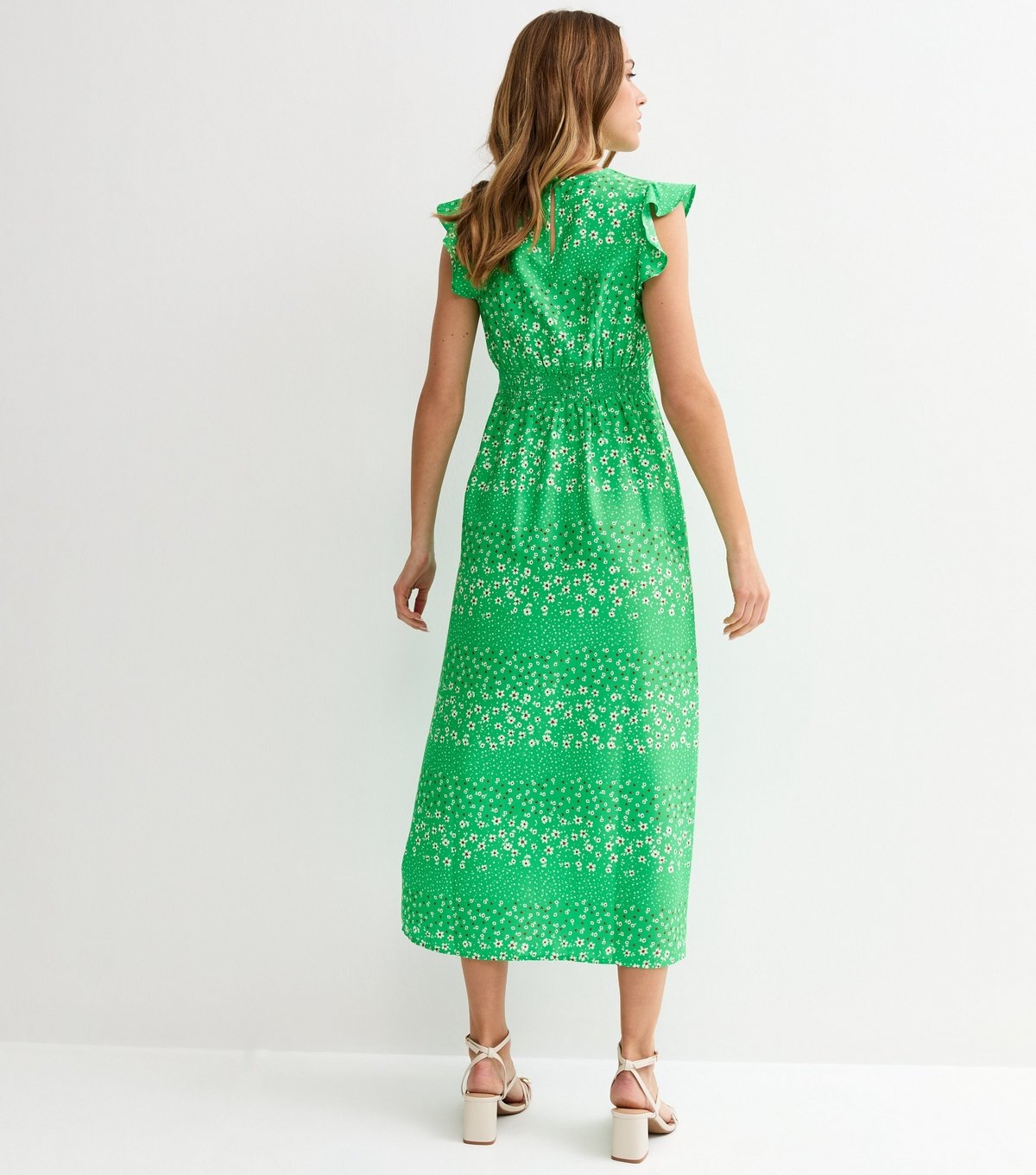 New Look Women's Green Floral Flutter Sleeve Midi Dress New Look - 4