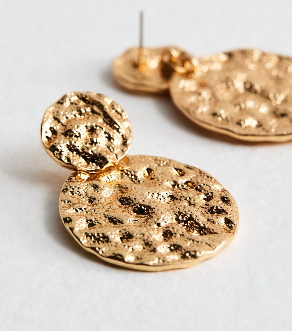 New Look Gold Tone Textured Circle Drop Earrings New Look - 4