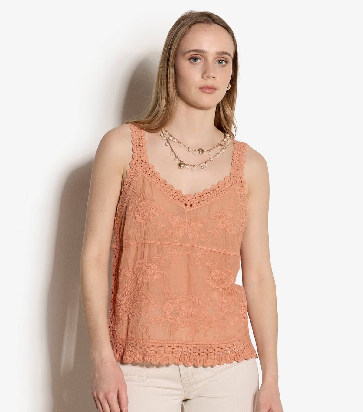 Apricot Women's Light Pink Cotton Floral Embroidered Top Apricot New Look