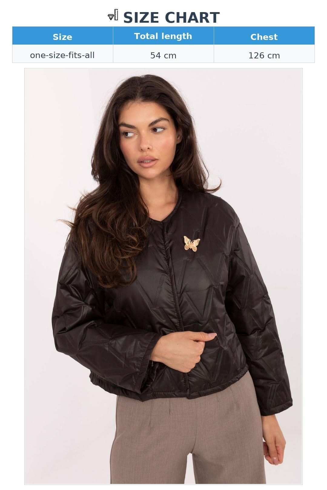 Love Lace Love Lace Women's Quilted Collarless Transitional Jacket in Black - 4