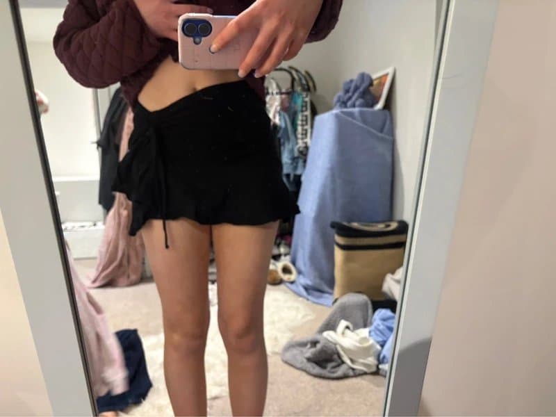 Bershka Black ruffle ruched skirt