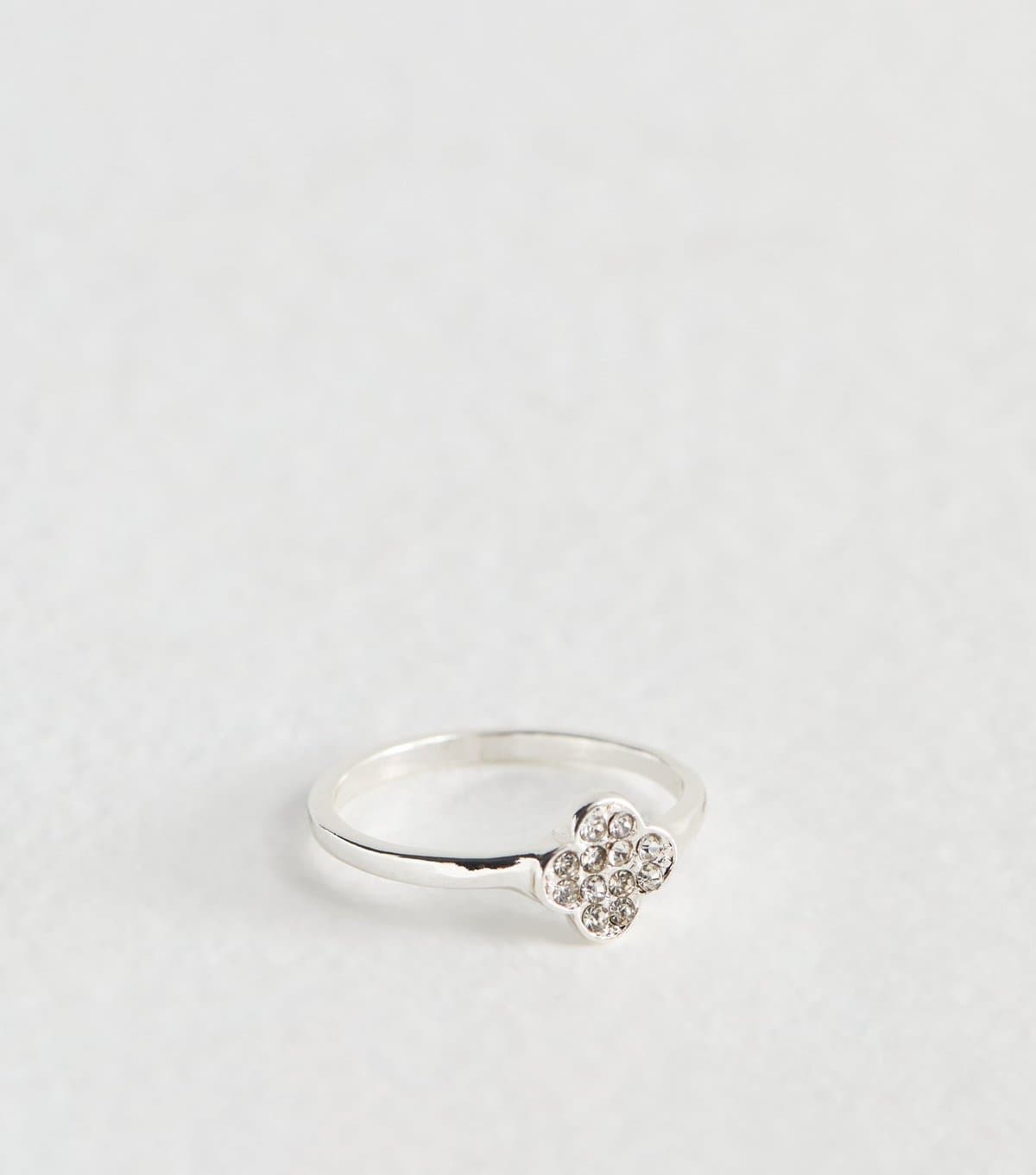 New Look Silver Tone Flower Diamanté Ring New Look