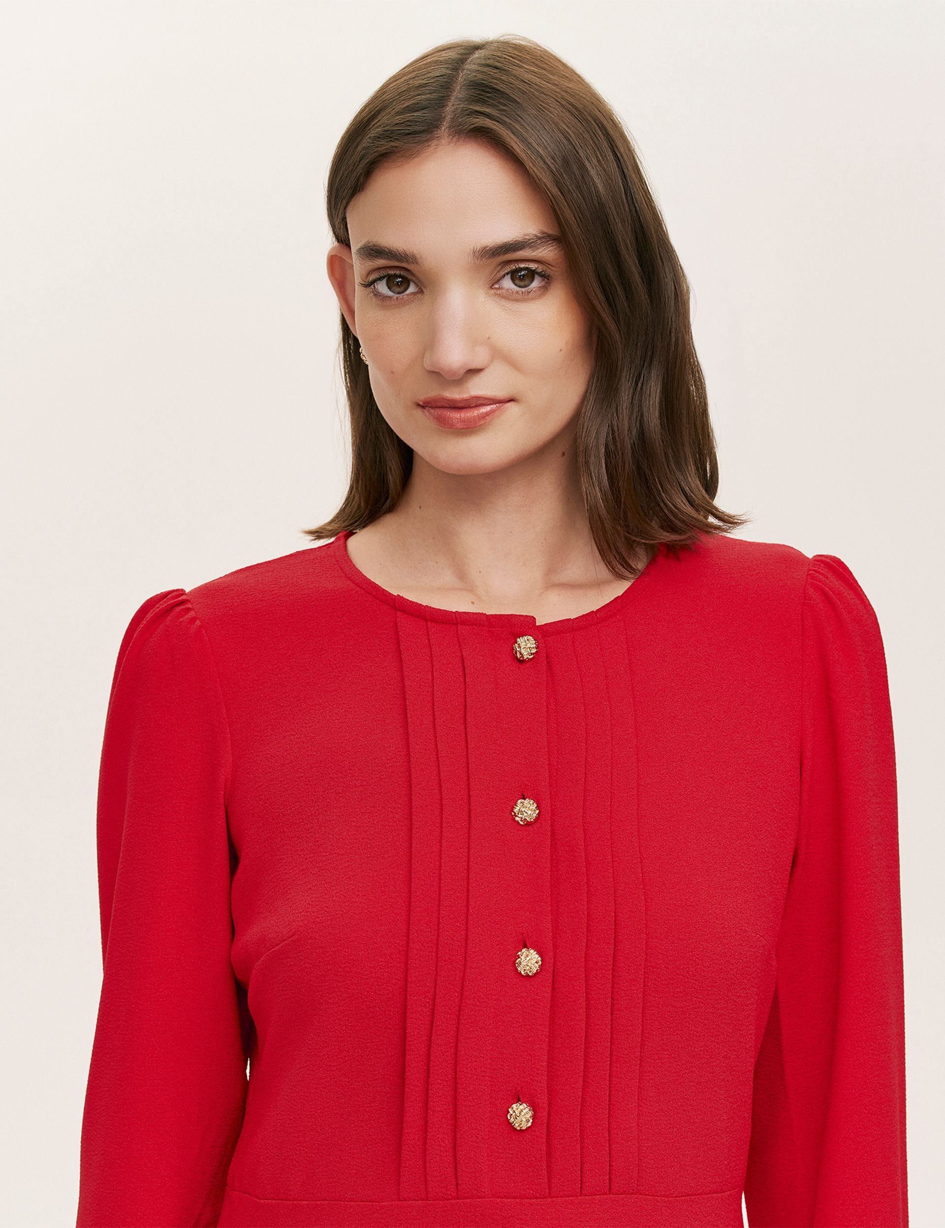 Finery London Finery London Women's Shauna Crepe Long Sleeve Short Dress in Red - 2