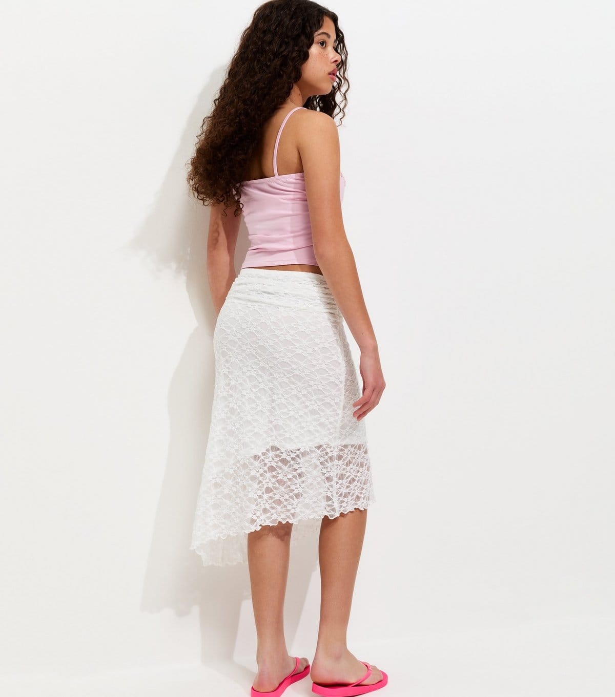 New Look Girls' White Lace Asymmetric Midi Skirt New Look - 4