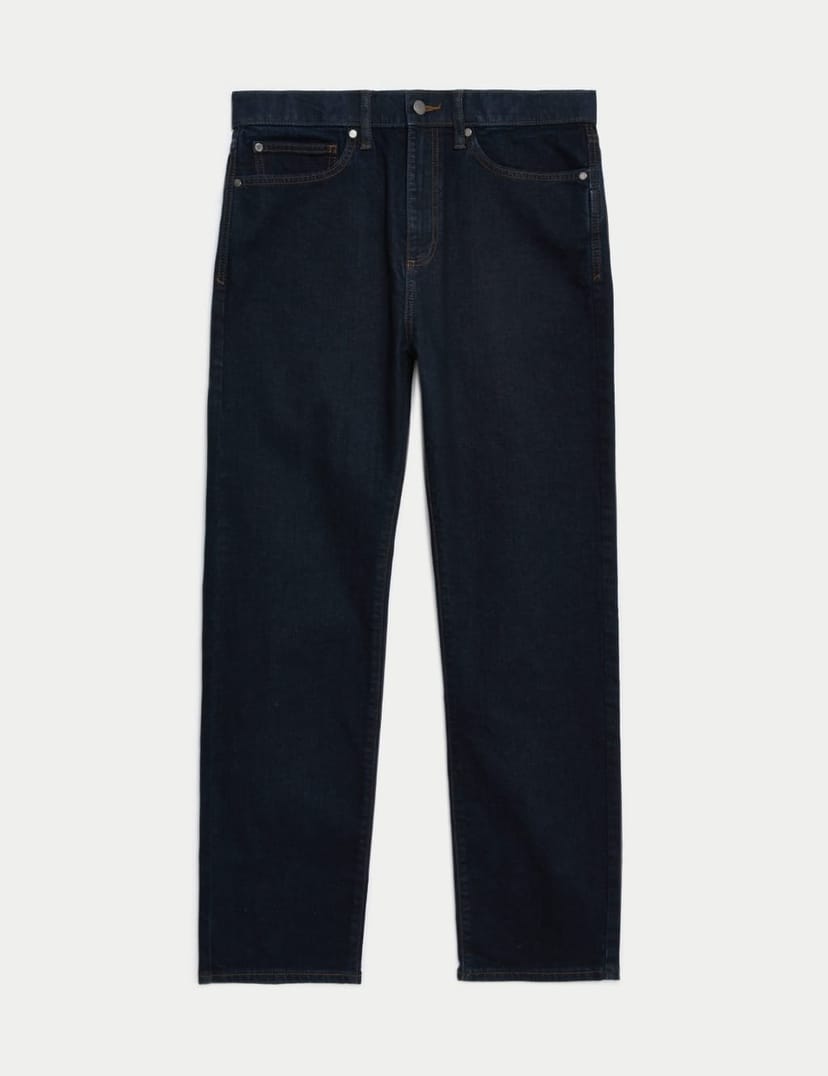 Marks & Spencer M&S Straight Fit Jeans with Stormwear™ Dark Indigo - 1