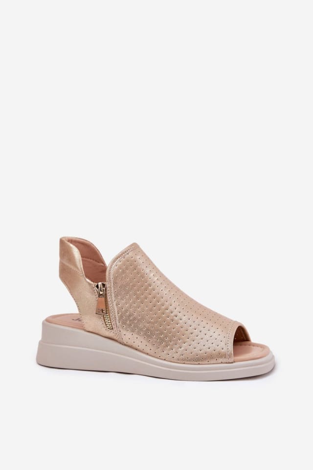 Love Lace Love Lace Women's Jezzi Wedge Heel Sandals with Side Zipper for Easy Wear in Gold - 2