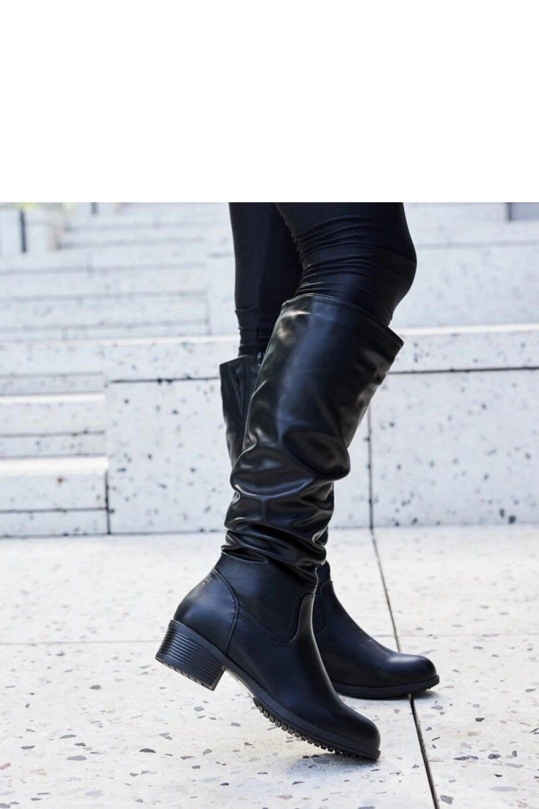 Love Lace Love Lace Women's Insulated Creased Angelico Knee High Boots with Inner Zip in Black - 1