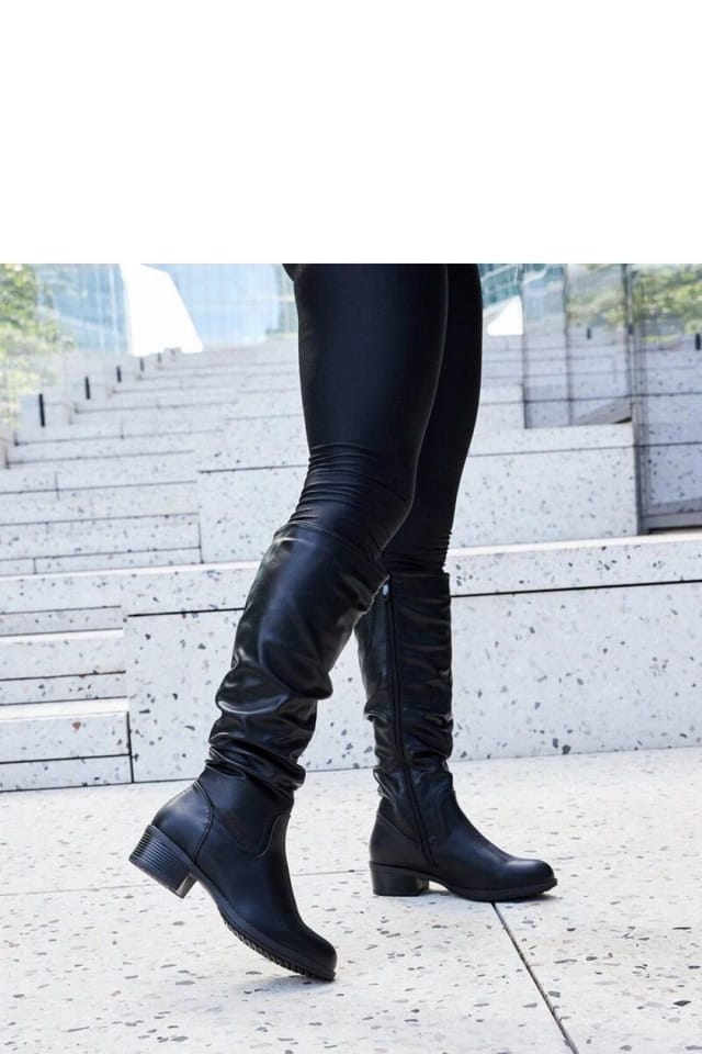 Love Lace Love Lace Women's Insulated Creased Angelico Knee High Boots with Inner Zip in Black - 2