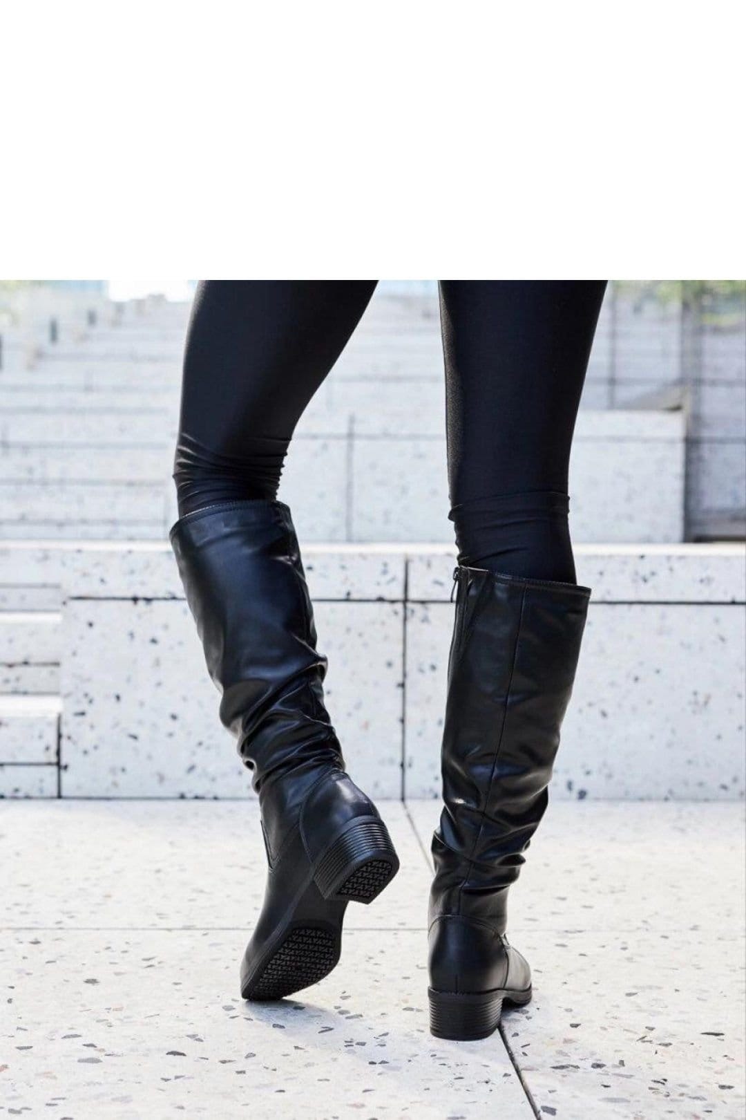 Love Lace Love Lace Women's Insulated Creased Angelico Knee High Boots with Inner Zip in Black - 4