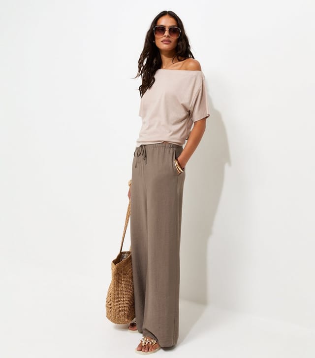 New Look Women's Mink Woven Wide Leg Trousers New Look - 2