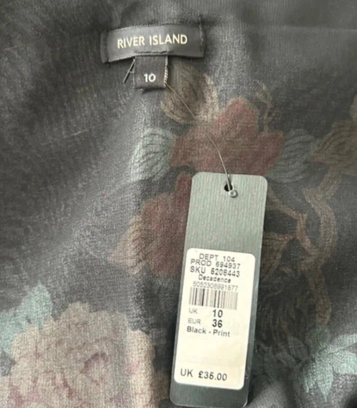 River Island 🌸 River Island Black Oriental Floral Satin Cami Dress Slip Dress Size UK 10 BNWT
