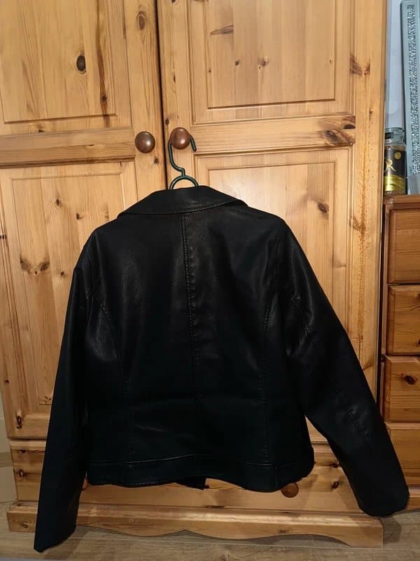 New Look Women’s Black Leather Look Biker Jacket