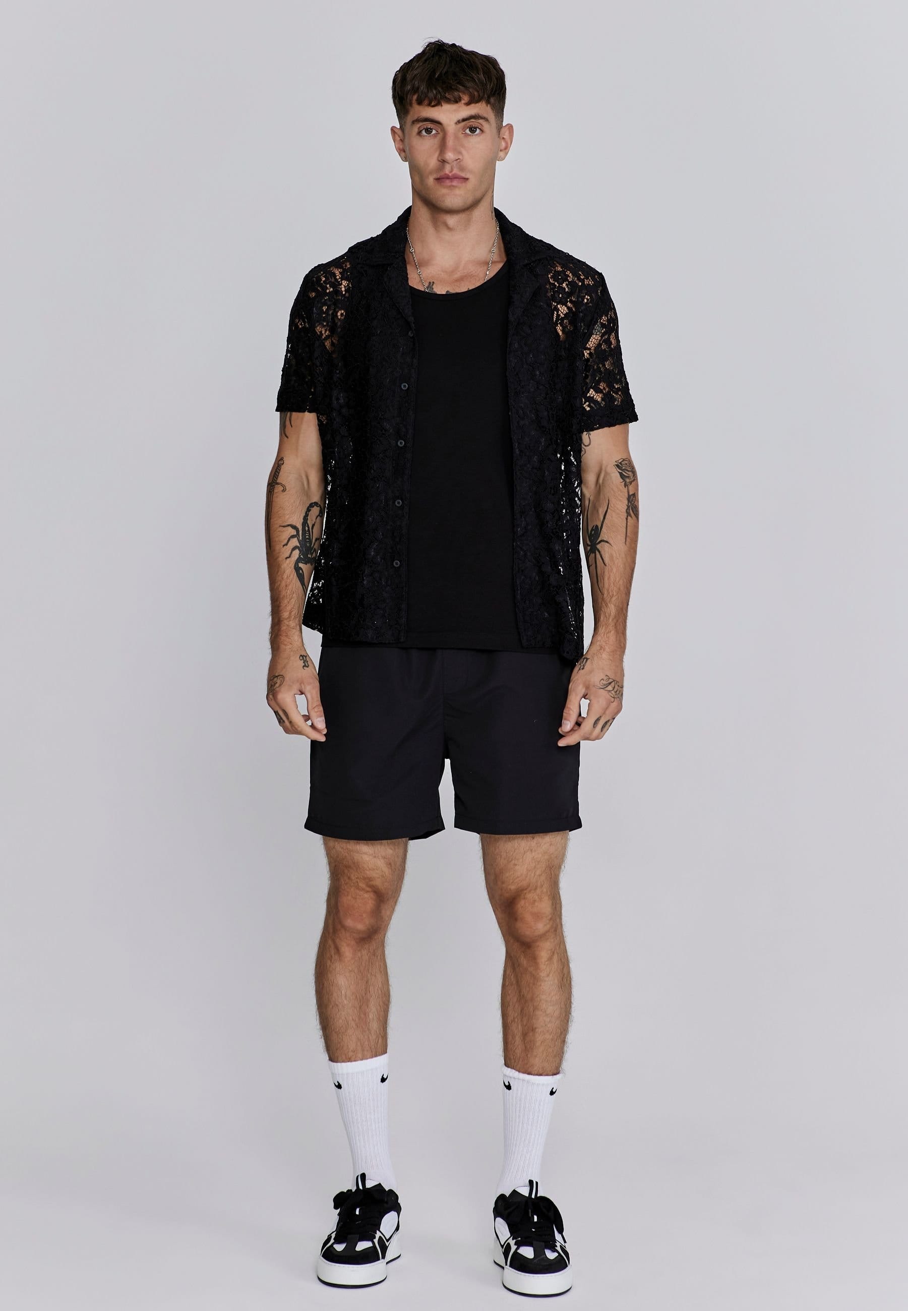 SikSilk SikSilk Men's Ecru Lace Resort Shirt - 4