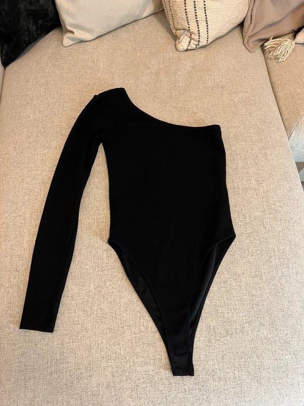 Zara Zara black ribbed one shoulder bodysuit for perfect condition