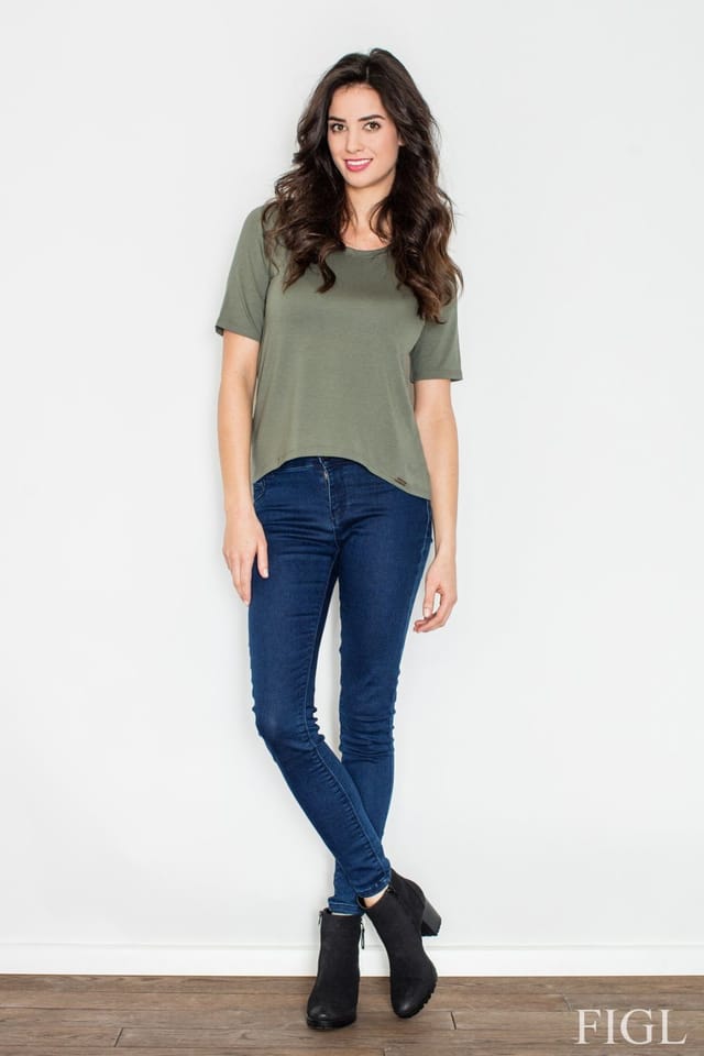 Love Lace Love Lace Women's Textured V Neck Short Sleeve Blouse in Green - 3