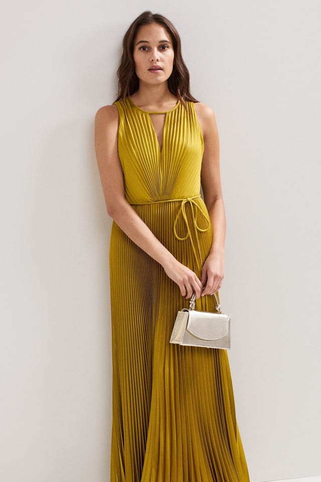 Phase Eight Phase Eight Women's Dionne Pleated Maxi Dress in Mustard - 3