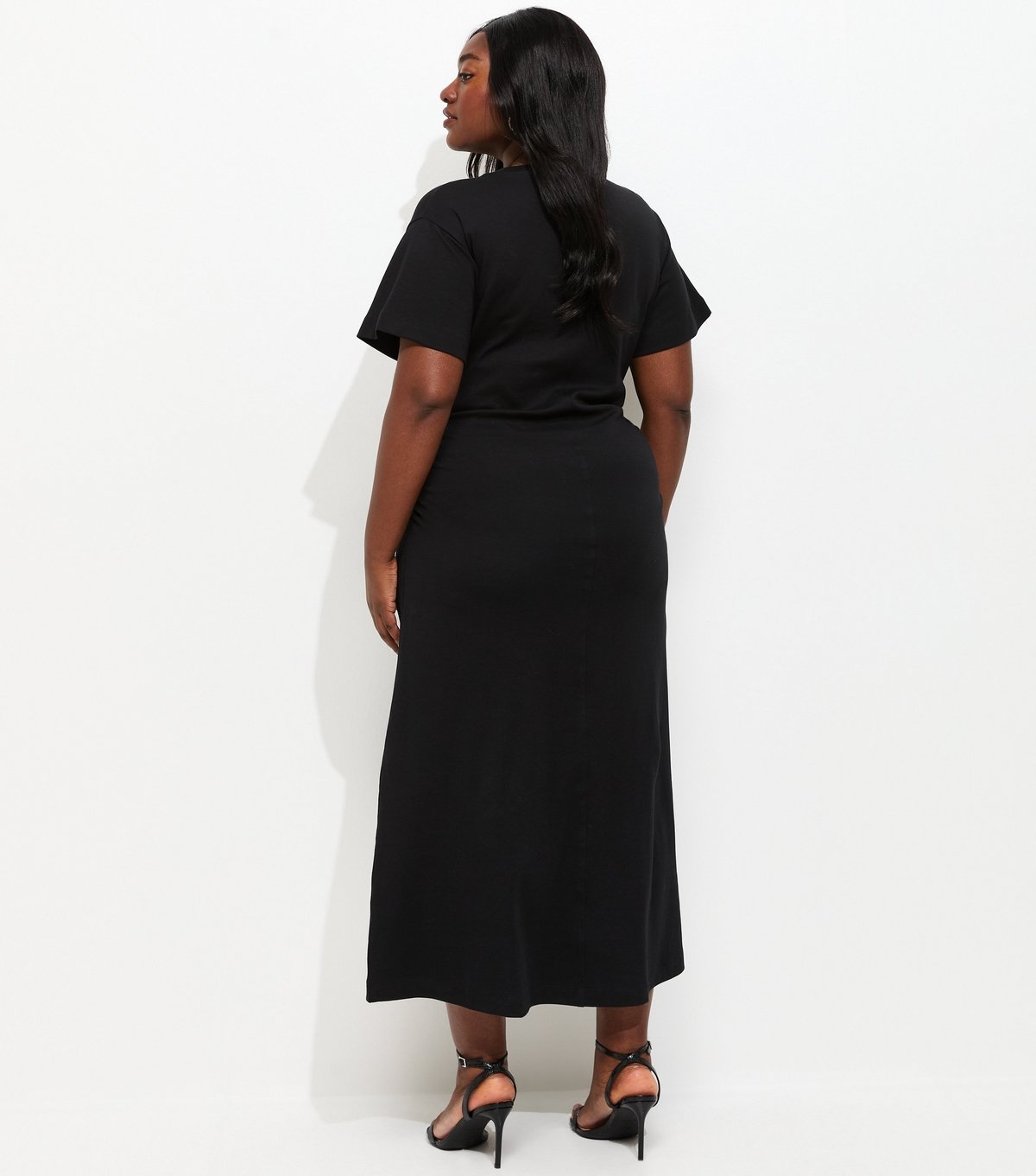 New Look Women's Plus Size Black Shirred Side Jersey Midi Dress Curves New Look - 4