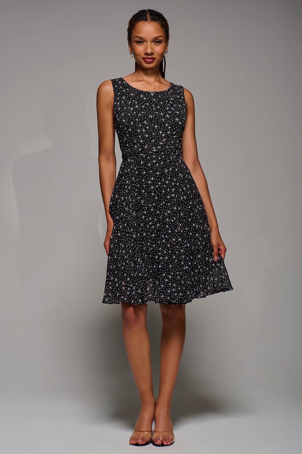 Jolie Moi Jolie Moi Women's Printed Fit & Flare Dress in Black - 2