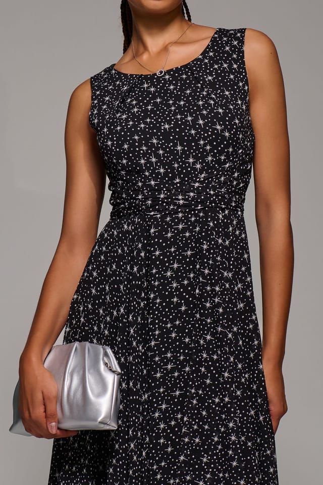 Jolie Moi Jolie Moi Women's Printed Fit & Flare Dress in Black - 3