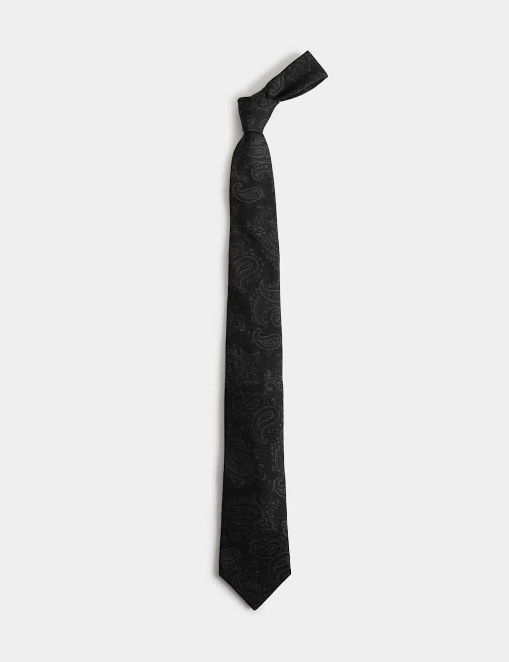 Marks & Spencer M&S Paisley Silk Wool Tie Black