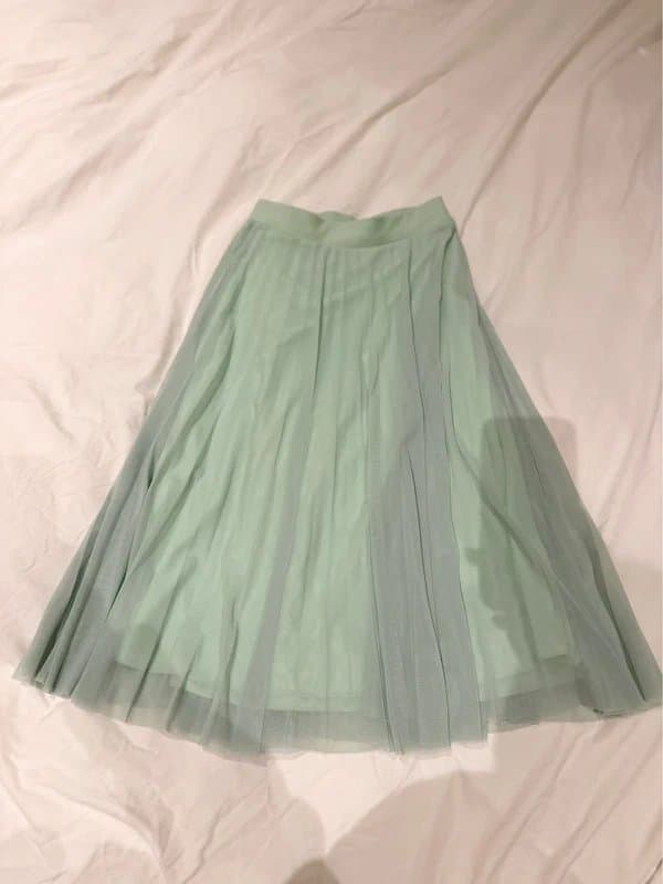 Bershka Mint green pleated midi skirt