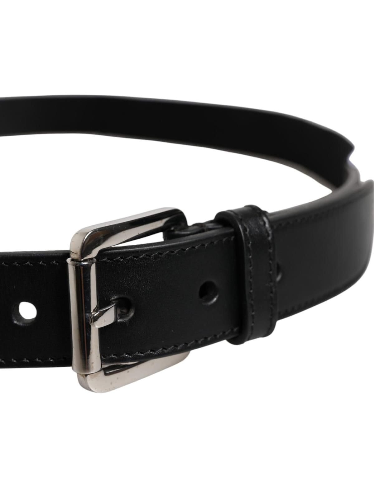Dolce & Gabbana Dolce & Gabbana Men's Black White Printed Metal Logo Buckle Belt in True Black - 4