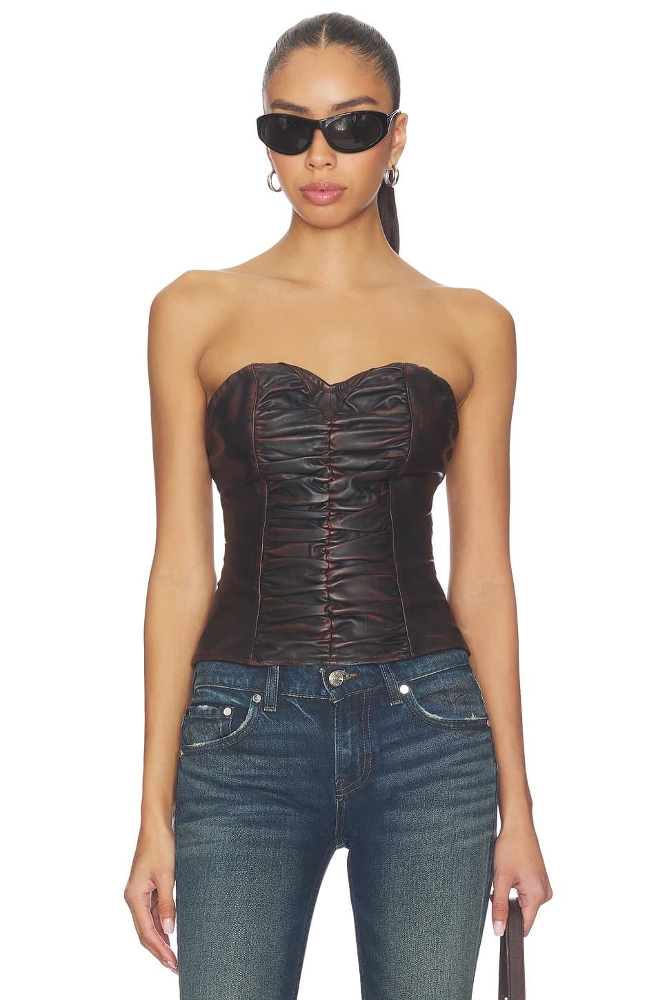 revolve Leather Strapless Bustier Top