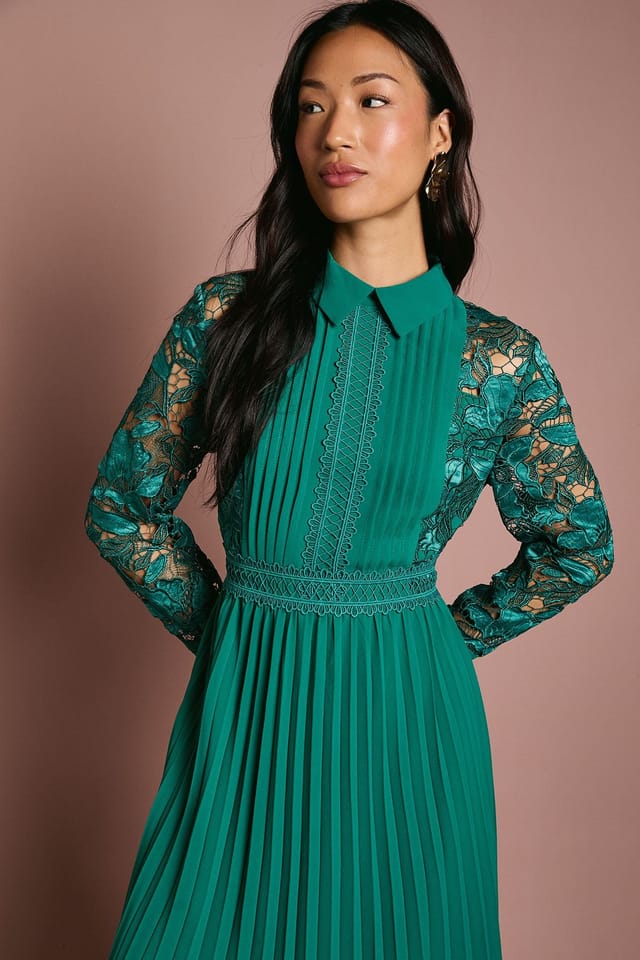 Coast Coast Women's Petite Lace Shirt Dress in Emerald - 2
