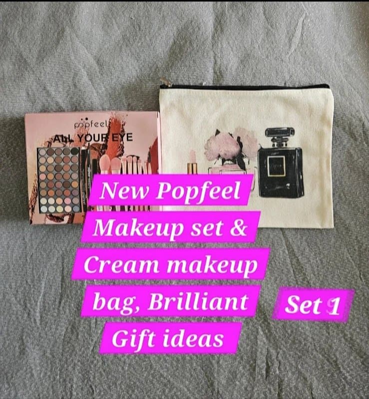 Popfeel New Ladies perfume bottle makeup bag,40 eyeshadows,8 brushes mascara,eyeliner hand gift set set 1